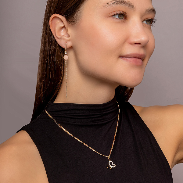 Довгі сережки-підвіски з червоного золота (арт. 1092137) – зображення 4