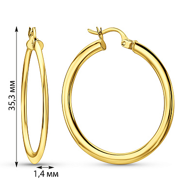 Серьги-кольца из желтого золота без камней (арт. 108613/30ж)