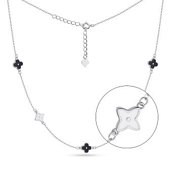 Фото Срібне кольє з чорною і білою емаллю (арт. 7507/1399ебч)