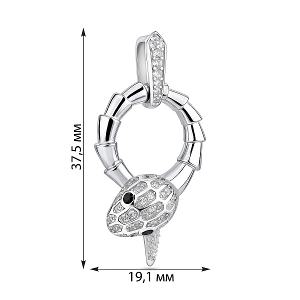 Серебряный подвес Змея с фианитами (арт. 7503/4470ч) – изображение 2