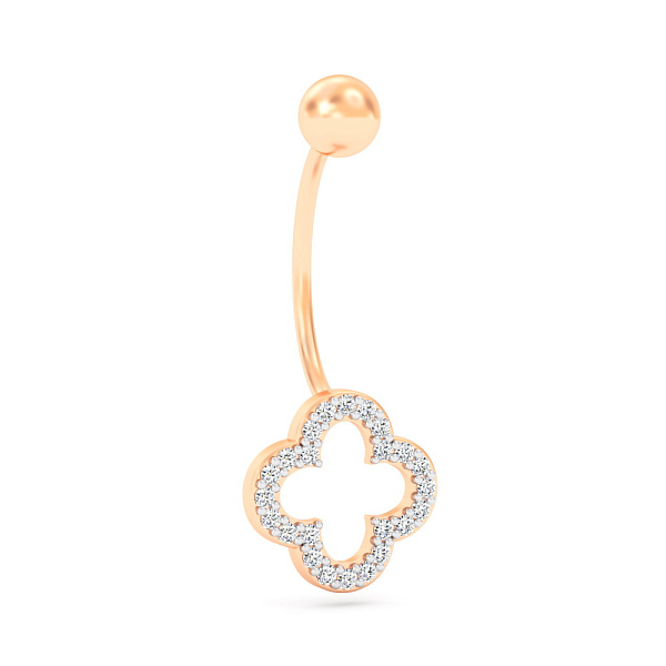 Пирсинг в пупок из красного золота с фианитами (арт. 360249) – зображення 1