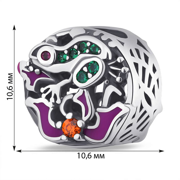Серебряный шарм Лягушка с фианитами и эмалью (арт. 7903/3301а) – изображение 2