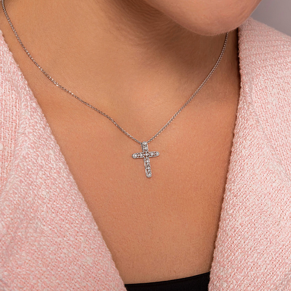 Золотой крестик с бриллиантами (арт. П341668010б) – изображение 3