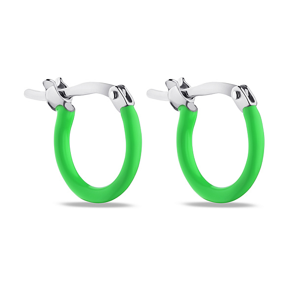 Сережки зі срібла з зеленою емаллю (арт. 7502/9369/10ез) – зображення 1