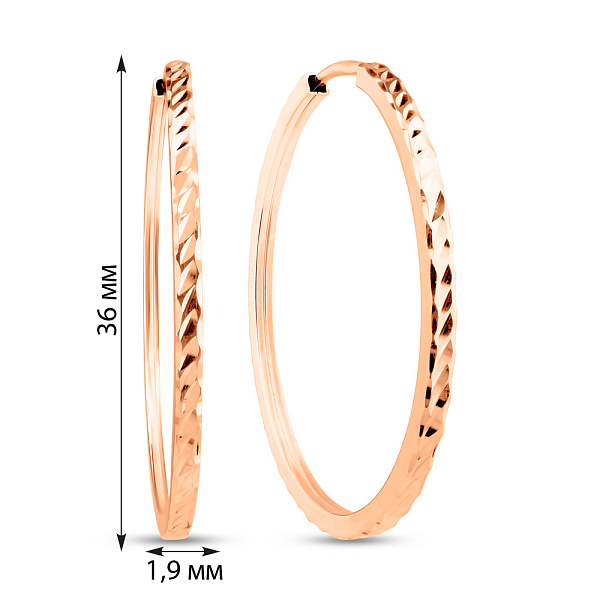 Золотые серьги-кольца с алмазной гранью (арт. 122106/35) – изображение 2