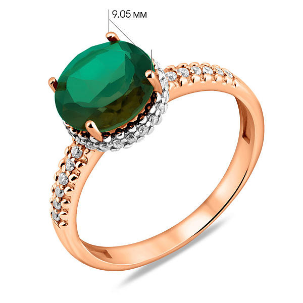 Золотое кольцо с кварцем и фианитами (арт. 141100Пз) – изображение 2