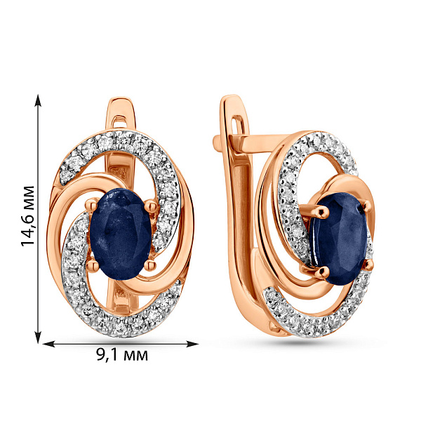 Золотые серьги с сапфиром и бриллиантами (арт. С011050с) – изображение 2