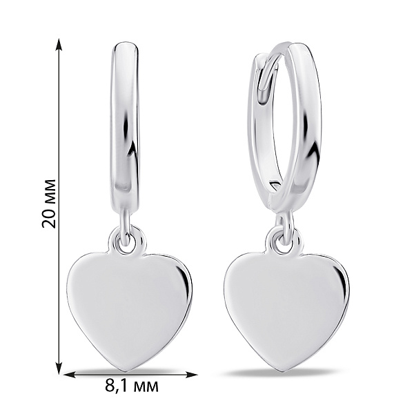Серебряные серьги с сердечками (арт. 7502/9695/10) – изображение 2
