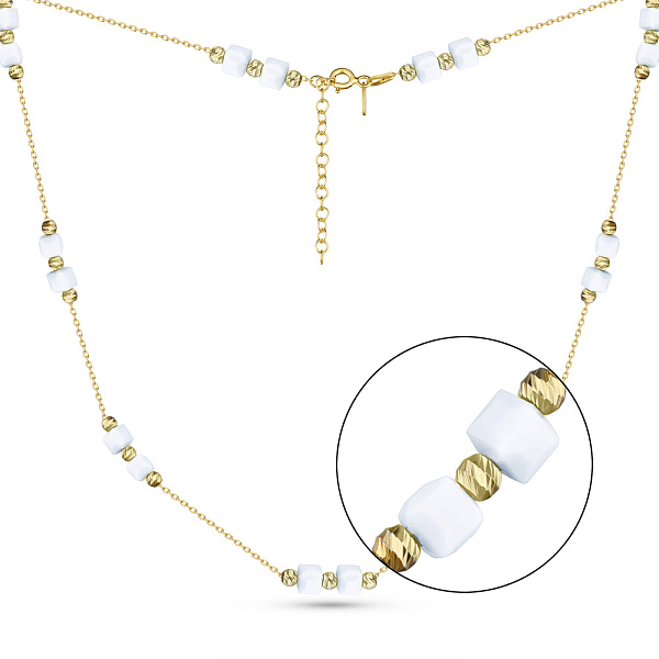 Серебряное колье с белым ониксом (арт. 7507/1759жоб) – изображение 1