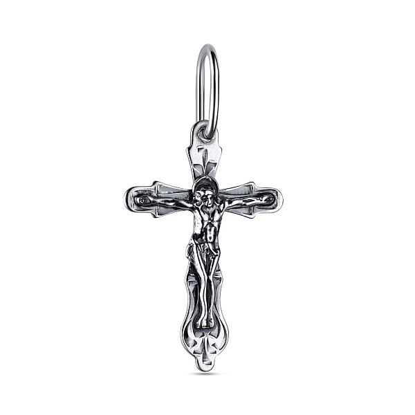 Серебряный нательный крестик "Распятие" (арт. 7904/3530-ч) – изображение 1