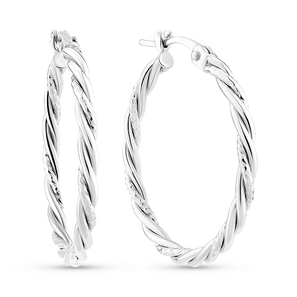 Серьги-кольца из белого золота (арт. 1091726/25б) – изображение 1