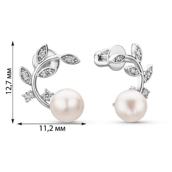 Серьги золотые с жемчугом и бриллиантами (арт. Т011456б) – изображение 2