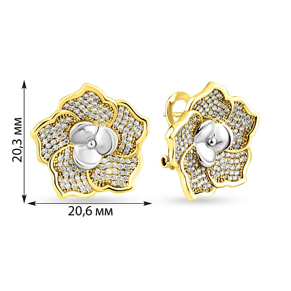 Сережки з жовтого і білого золота (арт. 103340жб) – зображення 2