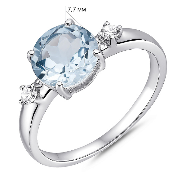 Серебряное кольцо с топазом и фианитами (арт. 7501/2089407Пг) – изображение 2