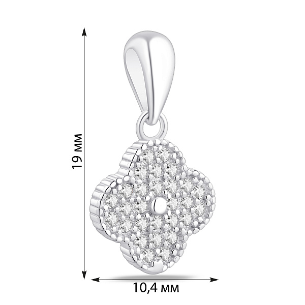 Серебряный кулон клевер с фианитами (арт. 7503/3575/10) – изображение 2
