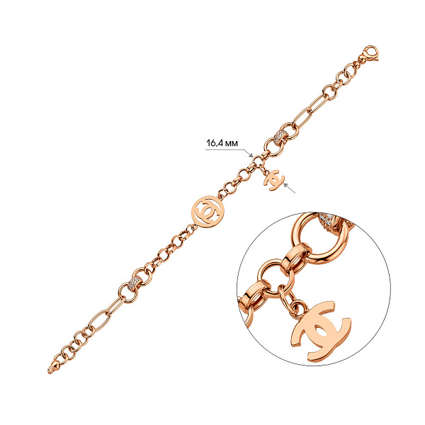 Золотой браслет с фианитами (арт. 326415П1) – изображение 2