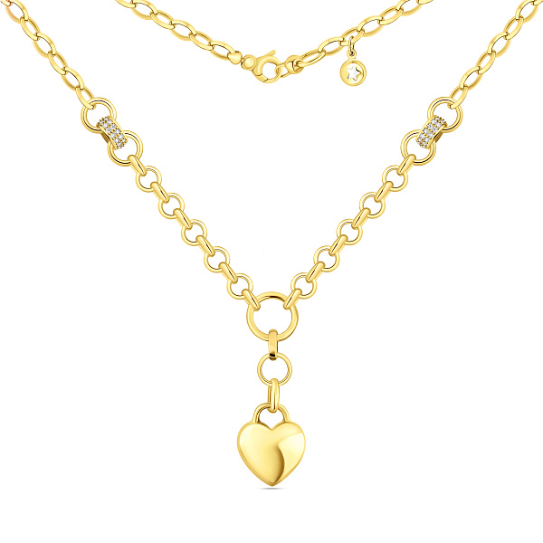 Широкое золотое колье Сердце (арт. 353022ж) – изображение 2