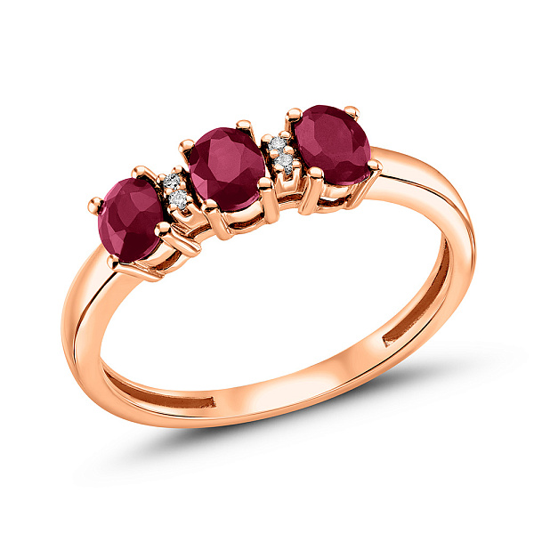 Кольцо из золота с рубинами и бриллиантами (арт. К011106р) – изображение 1