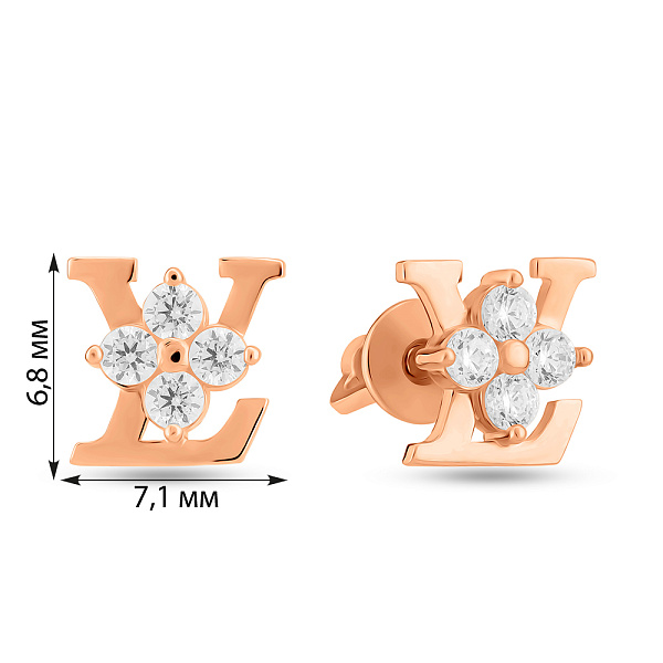 Золоті сережки-пусети з фіанітами (арт. 120995Д) – зображення 2