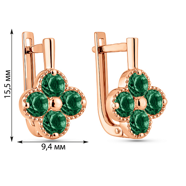 Сережки з червоного золота з кварцом (арт. 111246Пз) – зображення 5