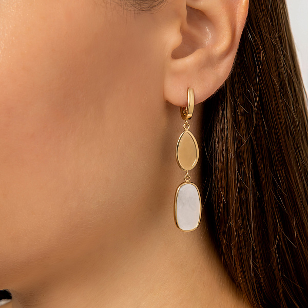 Серьги-подвески Diva из желтого золота с перламутром (арт. 108131жп) – изображение 2