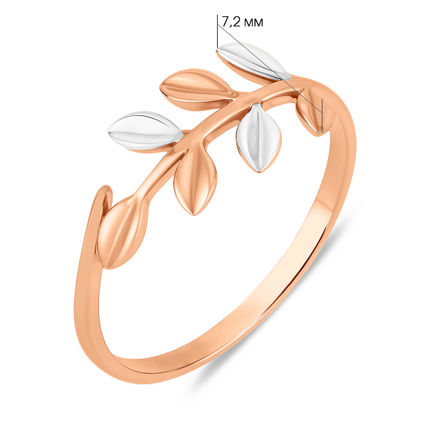 Кольцо Ветка из комбинированного золота (арт. 140650) – изображение 6