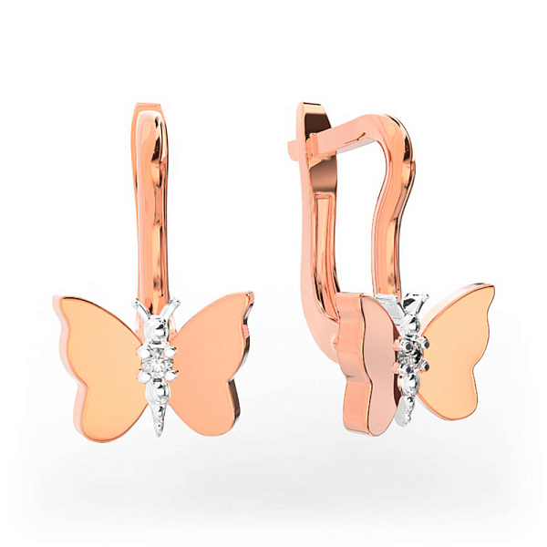 Дитячі золоті сережки «Метелики» з фіанітами (арт. 110490) – зображення 1