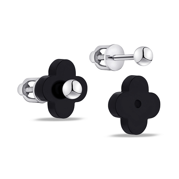 Серебряные серьги-трансформеры с ониксом (арт. 7518/1096восю) – изображение 1