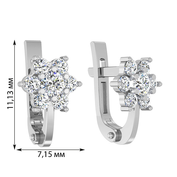 Детские золотые серьги «Цветочки»  с фианитами (арт. 110154б) – изображение 2