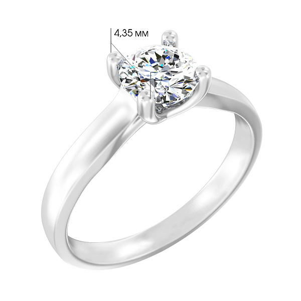 Кольцо из белого золота с бриллиантом (арт. К01109607046б) – изображение 3