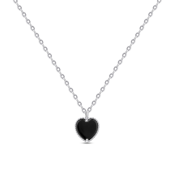 Серебряное колье Сердце с ониксом (арт. 7507/2402о) – изображение 1
