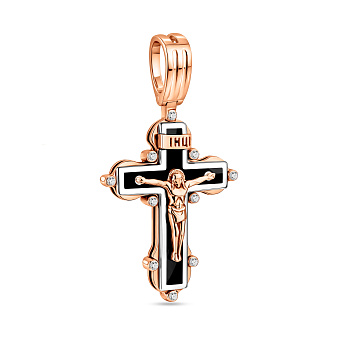 Фото Золотой крестик с распятием и эмалью (арт. 501639ч)
