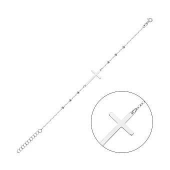 Браслет з білого золота із хрестиком (арт. 326937б)