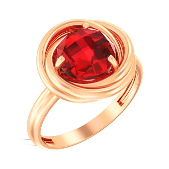 Каблучка з червоного золота з кварцом (арт. 140617Пк)
