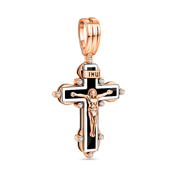 Золотой крестик с распятием и эмалью (арт. 501639ч) – изображение 1