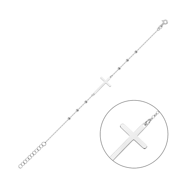 Браслет з білого золота із хрестиком (арт. 326937б) – зображення 1