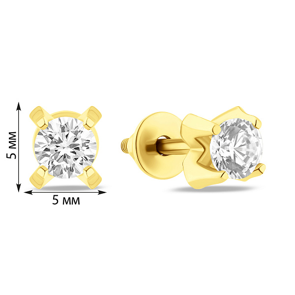 Золотые серьги пусеты с фианитом (арт. 110106ж) – изображение 5