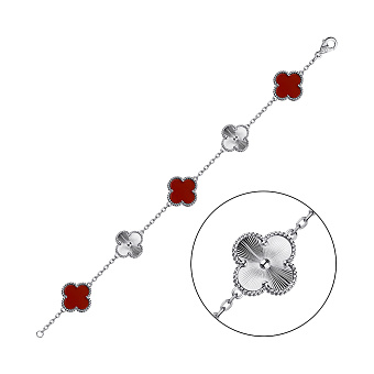 Фото Серебряный браслет Клевер с сердоликом (арт. 7509/4449/15Срдк)