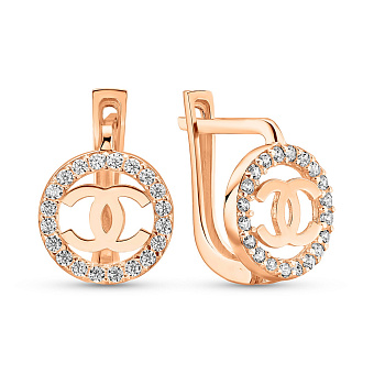 Фото Сережки з червоного золота з фіанітами (арт. 109388)