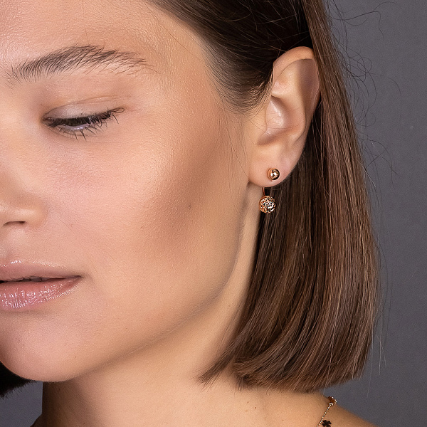 Золоті сережки-джекети (арт. 1101081а) – зображення 2