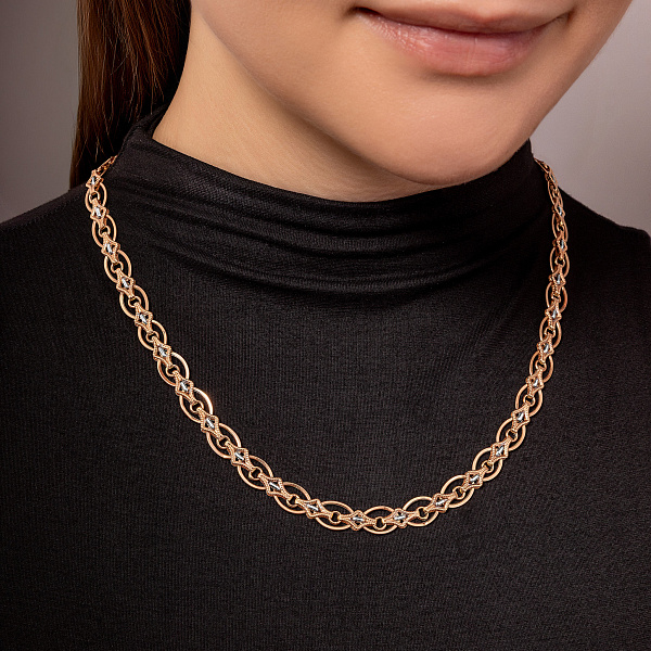 Массивное колье из красного золота с родированием (арт. 350111р) – изображение 2