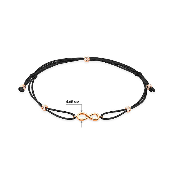 Браслет с черной нитью и с золотыми вставками (арт. 340001ч) – изображение 3