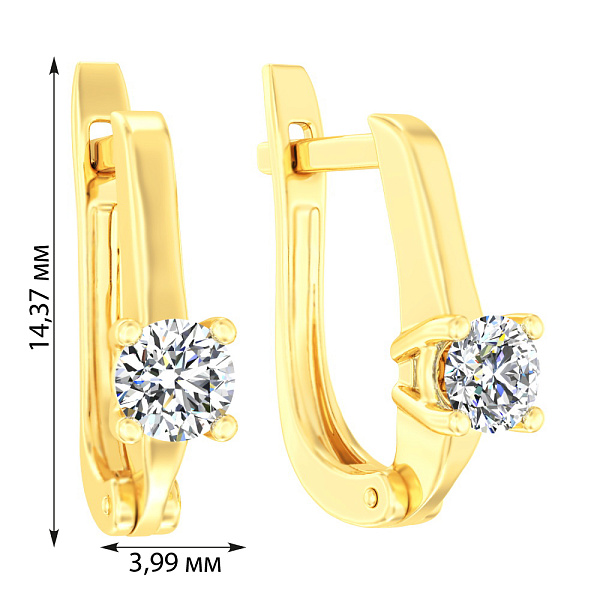 Золоті сережки з фіанітом (арт. 115800ж) – зображення 2