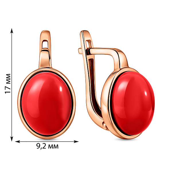 Сережки з червоного золота з коралом (арт. 111146ПкоГ) – зображення 3