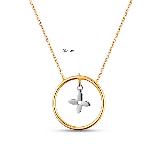 Золоте кольє з підвіскою «Квіточка» (арт. 351052ж) – зображення 3