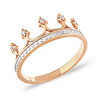 Золотое кольцо Корона с фианитами (арт. 140720)