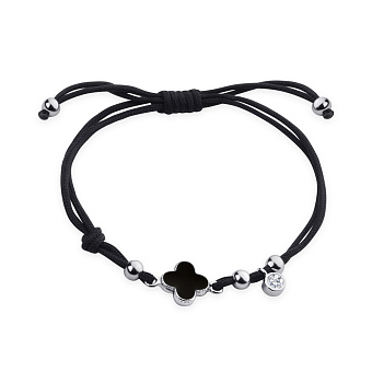 Фото Браслет на нити с серебряными вставками и с эмалью (арт. 7309/3065/8чеч)