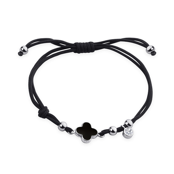 Браслет на нити с серебряными вставками и с эмалью (арт. 7309/3065/8чеч) – изображение 1