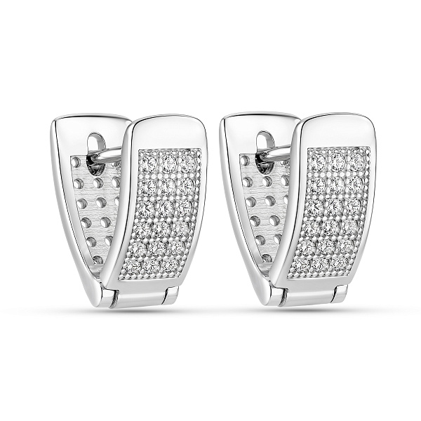 Серебряные широкие серьги с фианитами (арт. 7502/10342) – изображение 1
