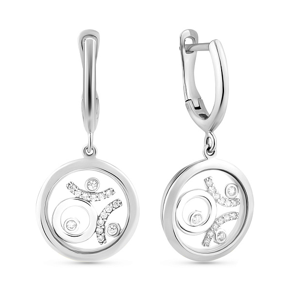 Серьги-подвески из белого золота (арт. 103685б) – изображение 1